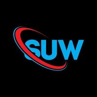 sue logotipo. sue carta. suw design de logotipo de carta. iniciais suw logotipo ligado com círculo e logotipo monograma em maiúsculas. suw tipografia para marca de tecnologia, negócios e imóveis. vetor