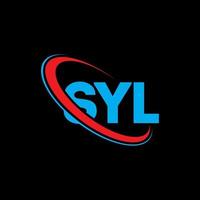 logotipo syl. carta síl. design de logotipo de carta syl. iniciais syl logotipo ligado com círculo e logotipo monograma maiúsculo. syl tipografia para marca de tecnologia, negócios e imóveis. vetor