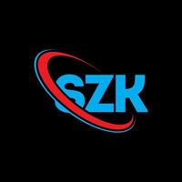 logotipo sz. carta sz. design de logotipo de letra szk. iniciais szk logotipo ligado com círculo e logotipo monograma maiúsculo. tipografia szk para tecnologia, negócios e marca imobiliária. vetor