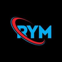 logotipo rym. carta rim. design de logotipo de carta rym. iniciais rym logotipo ligado com círculo e logotipo monograma maiúsculo. rym tipografia para tecnologia, negócios e marca imobiliária. vetor