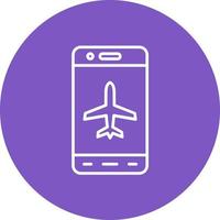 ícone de fundo do círculo de linha de modo de avião móvel vetor