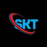 logotipo skt. carta skt. design de logotipo de carta skt. iniciais skt logotipo ligado com círculo e logotipo monograma maiúsculo. tipografia skt para marca de tecnologia, negócios e imóveis. vetor