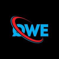 logotipo qwe. carta qwe. design de logotipo de letra qwe. iniciais qwe logotipo ligado com círculo e logotipo monograma maiúsculo. tipografia qwe para marca de tecnologia, negócios e imóveis. vetor