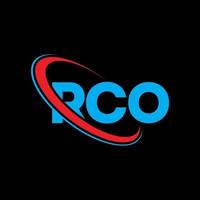 logotipo rco. carta r. design de logotipo de carta rco. iniciais rco logotipo ligado com círculo e logotipo monograma maiúsculo. tipografia rco para marca de tecnologia, negócios e imóveis. vetor