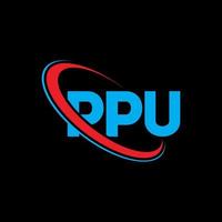 logotipo ppu. carta ppu. design de logotipo de letra ppu. iniciais ppu logotipo ligado com círculo e logotipo monograma maiúsculo. tipografia ppu para marca de tecnologia, negócios e imóveis. vetor