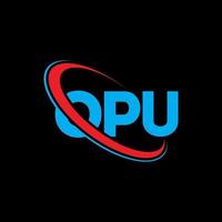 logotipo da opa. carta opa. design de logotipo de carta opu. iniciais opu logotipo ligado com círculo e logotipo monograma maiúsculo. tipografia opu para marca de tecnologia, negócios e imóveis. vetor