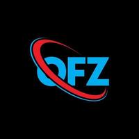 logo. ofz carta. ofz design de logotipo de carta. iniciais ofz logotipo ligado com círculo e logotipo monograma maiúsculo. ofz tipografia para tecnologia, negócios e marca imobiliária. vetor