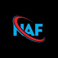 logotipo naf. carta naf. design de logotipo de carta naf. iniciais naf logotipo ligado com círculo e logotipo monograma maiúsculo. tipografia naf para marca de tecnologia, negócios e imóveis. vetor