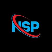 logotipo nsp. carta ns. design de logotipo de carta nsp. iniciais nsp logotipo ligado com círculo e logotipo monograma em maiúsculas. tipografia nsp para marca de tecnologia, negócios e imóveis. vetor