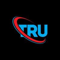 tru logotipo. verdadeira carta. design de logotipo de carta tru. iniciais tru logotipo ligado com círculo e logotipo monograma maiúsculo. tru tipografia para marca de tecnologia, negócios e imóveis. vetor