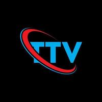logotipo da tv. carta tv. design de logotipo de carta ttv. iniciais ttv logotipo ligado com círculo e logotipo monograma em maiúsculas. tipografia ttv para tecnologia, negócios e marca imobiliária. vetor