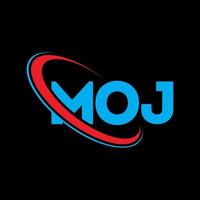 logotipo moj. carta moj. design de logotipo de carta moj. iniciais moj logotipo ligado com círculo e logotipo monograma maiúsculo. tipografia moj para marca de tecnologia, negócios e imóveis. vetor