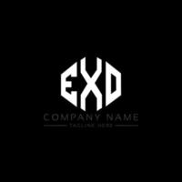 design de logotipo de carta exo com forma de polígono. exo polígono e design de logotipo em forma de cubo. modelo de logotipo de vetor exo hexágono cores brancas e pretas. monograma exo, logotipo de negócios e imóveis.