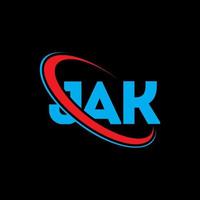 logotipo jak. carta jak. design de logotipo de carta jak. iniciais jak logotipo ligado com círculo e logotipo monograma maiúsculo. jak tipografia para marca de tecnologia, negócios e imóveis. vetor