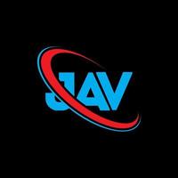 logotipo jav. carta jav. design de logotipo de carta jav. iniciais jav logotipo ligado com círculo e logotipo monograma em maiúsculas. tipografia jav para marca de tecnologia, negócios e imóveis. vetor