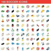 conjunto de 100 ícones de futebol, estilo 3d isométrico vetor