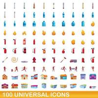 conjunto de 100 ícones universais, estilo cartoon vetor