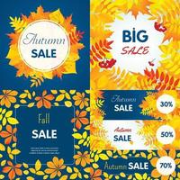 conjunto de banner de venda final de outono, estilo simples vetor