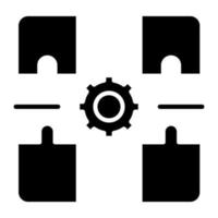 ícone de glifo de solução de quebra-cabeça vetor