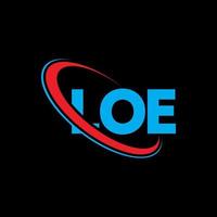 lo logotipo. loe carta. design de logotipo de letra loe. iniciais loe logotipo ligado com círculo e logotipo monograma em maiúsculas. loe tipografia para marca de tecnologia, negócios e imóveis. vetor