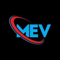 logotipo mev. carta mev. design de logotipo de carta mev. iniciais mev logotipo ligado com círculo e logotipo monograma maiúsculo. mev tipografia para tecnologia, negócios e marca imobiliária. vetor