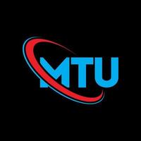 logotipo mtu. letra mtu. design de logotipo de letra mtu. iniciais mtu logotipo ligado com círculo e logotipo monograma em maiúsculas. tipografia mtu para marca de tecnologia, negócios e imóveis. vetor