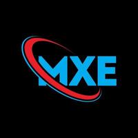 logotipo mxe. letra mxe. design de logotipo de letra mxe. iniciais mxe logotipo ligado com círculo e logotipo monograma em maiúsculas. tipografia mxe para marca de tecnologia, negócios e imóveis. vetor