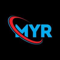 logotipo de mir. minha carta. design de logotipo de carta myr. iniciais myr logo ligadas com círculo e logotipo monograma em maiúsculas. myr tipografia para marca de tecnologia, negócios e imóveis. vetor