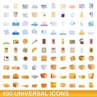 conjunto de 100 ícones universais, estilo cartoon vetor