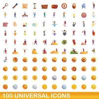 conjunto de 100 ícones universais, estilo cartoon vetor