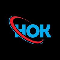 logotipo hok. carta hok. design de logotipo de carta hok. iniciais hok logotipo ligado com círculo e logotipo monograma maiúsculo. tipografia hok para marca de tecnologia, negócios e imóveis. vetor