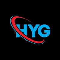 logotipo hyg. carta hyg. design de logotipo de carta hyg. iniciais hyg logotipo ligado com círculo e logotipo monograma maiúsculo. tipografia hyg para marca de tecnologia, negócios e imóveis. vetor