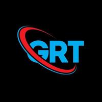 logotipo grt. carta grt. design de logotipo de carta grt. iniciais grt logotipo ligado com círculo e logotipo monograma maiúsculo. tipografia grt para marca de tecnologia, negócios e imóveis. vetor