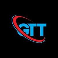 logotipo gt. letra gt. design de logotipo de letra gtt. iniciais gtt logotipo ligado com círculo e logotipo monograma maiúsculo. tipografia gtt para marca de tecnologia, negócios e imóveis. vetor