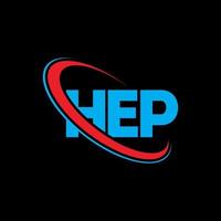 logotipo hep. carta hep. design de logotipo de carta hep. iniciais hep logotipo ligado com círculo e logotipo monograma maiúsculo. tipografia hep para marca de tecnologia, negócios e imóveis. vetor