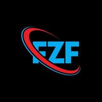 logo fz. carta fz. design de logotipo de letra fzf. iniciais fzf logotipo ligado com círculo e logotipo monograma em maiúsculas. tipografia fzf para marca de tecnologia, negócios e imóveis. vetor