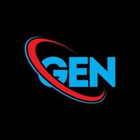 logotipo gen. carta gen. design de logotipo de carta gen. iniciais gen logotipo ligado com círculo e logotipo monograma em maiúsculas. gen tipografia para tecnologia, negócios e marca imobiliária. vetor