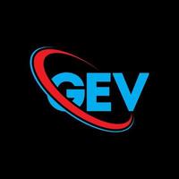 logotipo gev. carta gev. design de logotipo de carta gev. iniciais gev logotipo ligado com círculo e logotipo monograma em maiúsculas. tipografia gev para tecnologia, negócios e marca imobiliária. vetor
