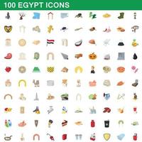conjunto de 100 ícones do Egito, estilo cartoon vetor