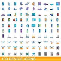 conjunto de 100 ícones de dispositivos, estilo cartoon vetor