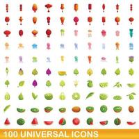 conjunto de 100 ícones universais, estilo cartoon vetor