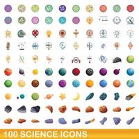 conjunto de 100 ícones de ciência, estilo cartoon vetor