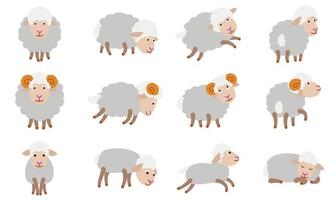 conjunto de ícones de ovelhas, estilo simples vetor