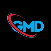 logotipo gmd. carta gm. design de logotipo de carta gmd. iniciais gmd logotipo ligado com círculo e logotipo monograma em maiúsculas. tipografia gmd para marca de tecnologia, negócios e imóveis. vetor