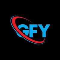 logotipo gf. carta gf. design de logotipo de carta gfy. iniciais gfy logotipo ligado com círculo e logotipo monograma maiúsculo. tipografia gfy para marca de tecnologia, negócios e imóveis. vetor