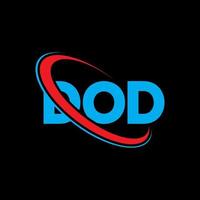 logotipo dod. carta dod. design de logotipo de carta dod. iniciais dod logotipo ligado com círculo e logotipo monograma maiúsculo. dod tipografia para tecnologia, negócios e marca imobiliária. vetor