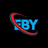 logotipo eby. por carta. design de logotipo de carta eby. iniciais eby logotipo ligado com círculo e logotipo monograma maiúsculo. tipografia eby para marca de tecnologia, negócios e imóveis. vetor