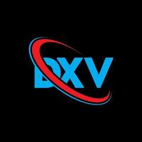 logotipo dxv. carta dxv. design de logotipo de letra dxv. iniciais dxv logotipo ligado com círculo e logotipo monograma maiúsculo. tipografia dxv para marca de tecnologia, negócios e imóveis. vetor