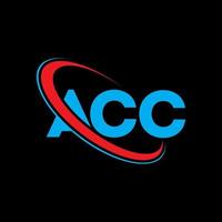 logotipo acc. carta de ac. design de logotipo de carta acc. iniciais acc logotipo ligado com círculo e logotipo monograma maiúsculo. acc tipografia para marca de tecnologia, negócios e imóveis. vetor