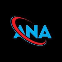 ana logo. ana carta. design de logotipo de carta ana. iniciais ana logo ligadas ao círculo e logo monograma em maiúsculas. ana tipografia para marca de tecnologia, negócios e imóveis. vetor